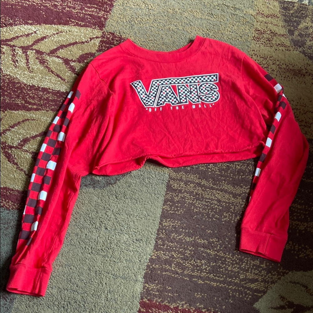 Vans Red Checkered Sleeve Crop Top